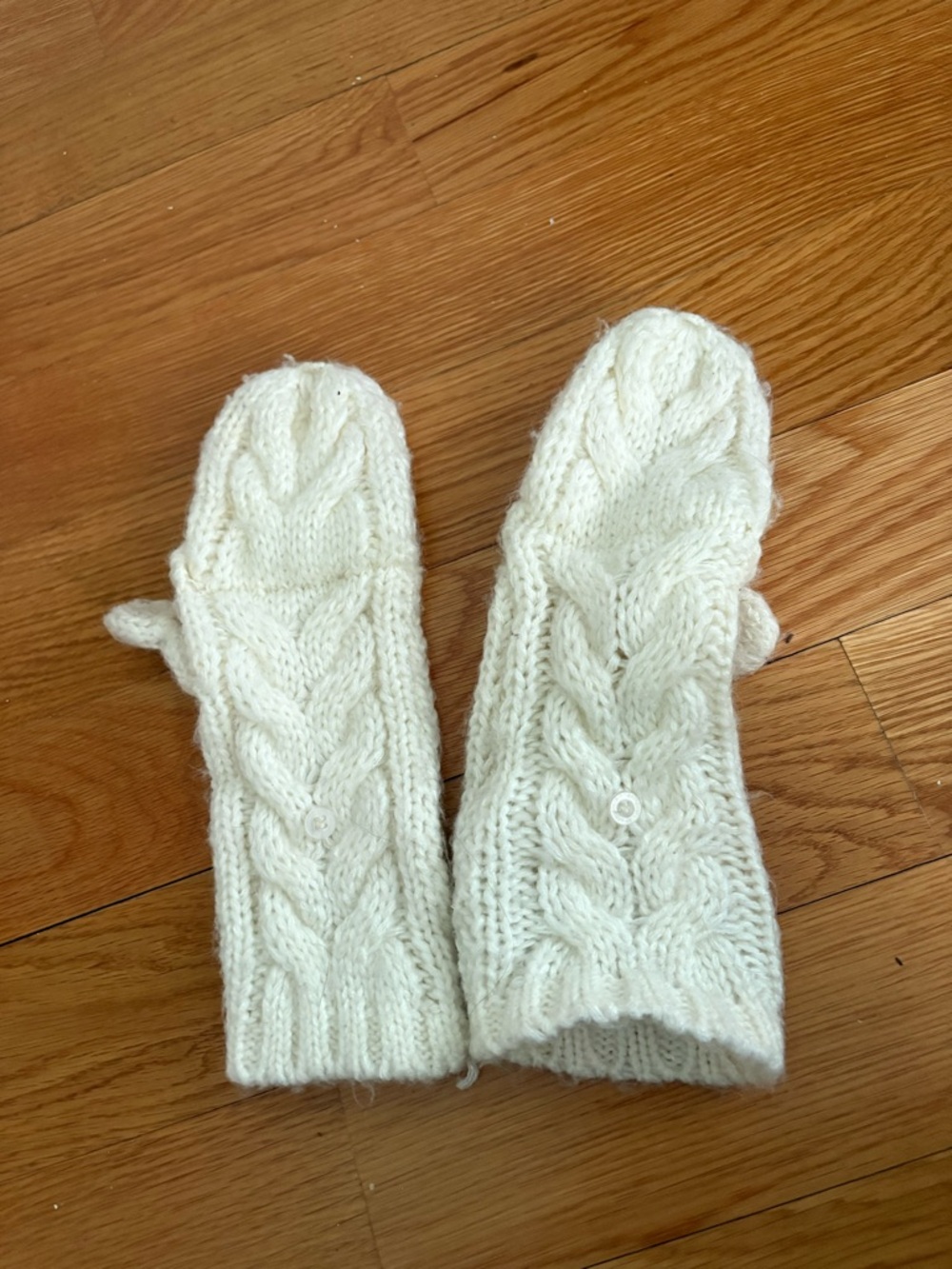 Aeropostale Cream Cable-Knit Convertible Mittens - Women